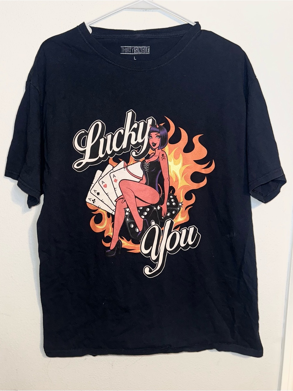 Thirty Single Black Shirt Lucky You Graphic